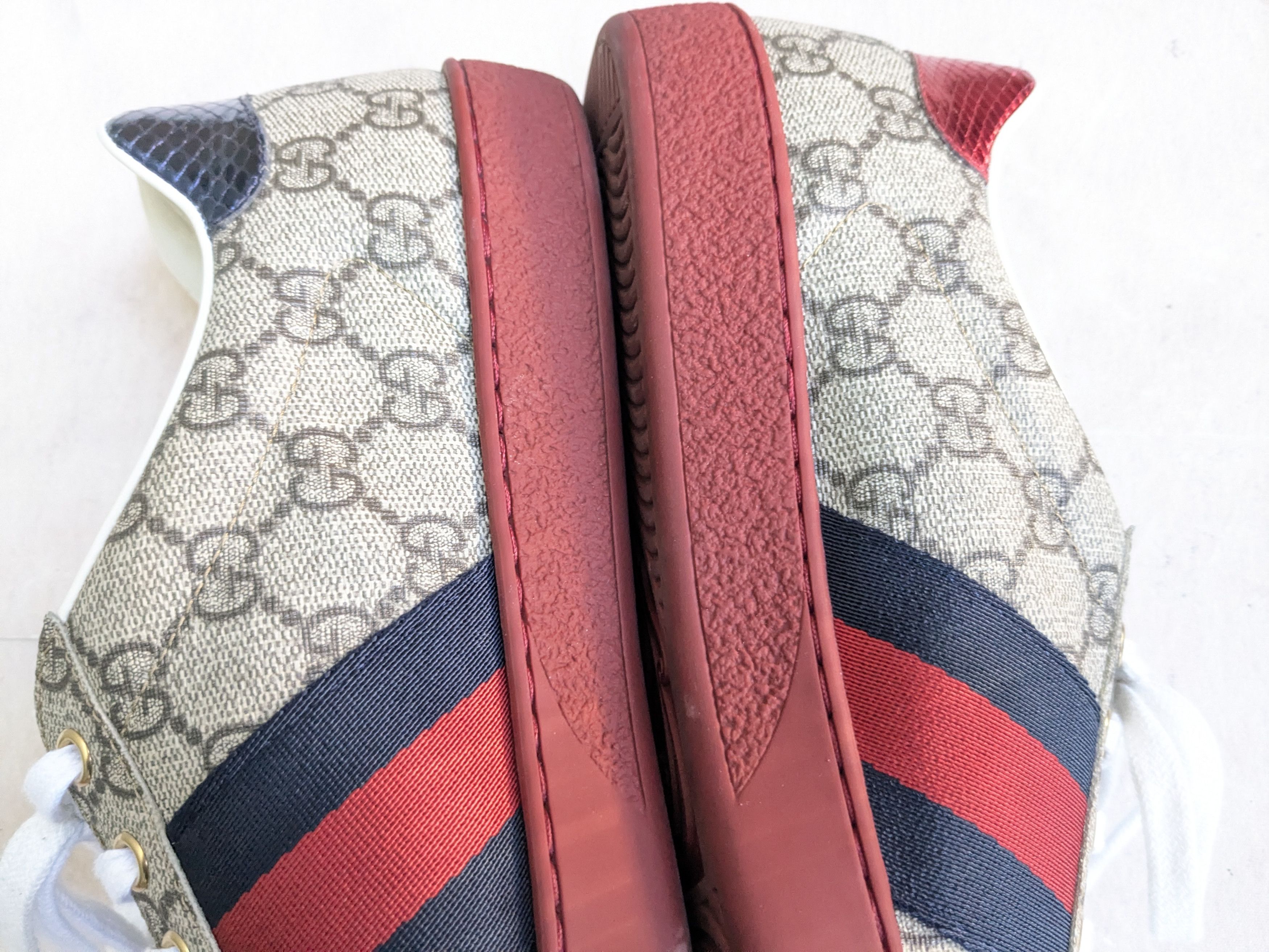 Gucci Gucci Ace Monogram 11 Canvas Logo GG Supreme Red Low Tops Size US 11 / EU 44 - 14 Thumbnail