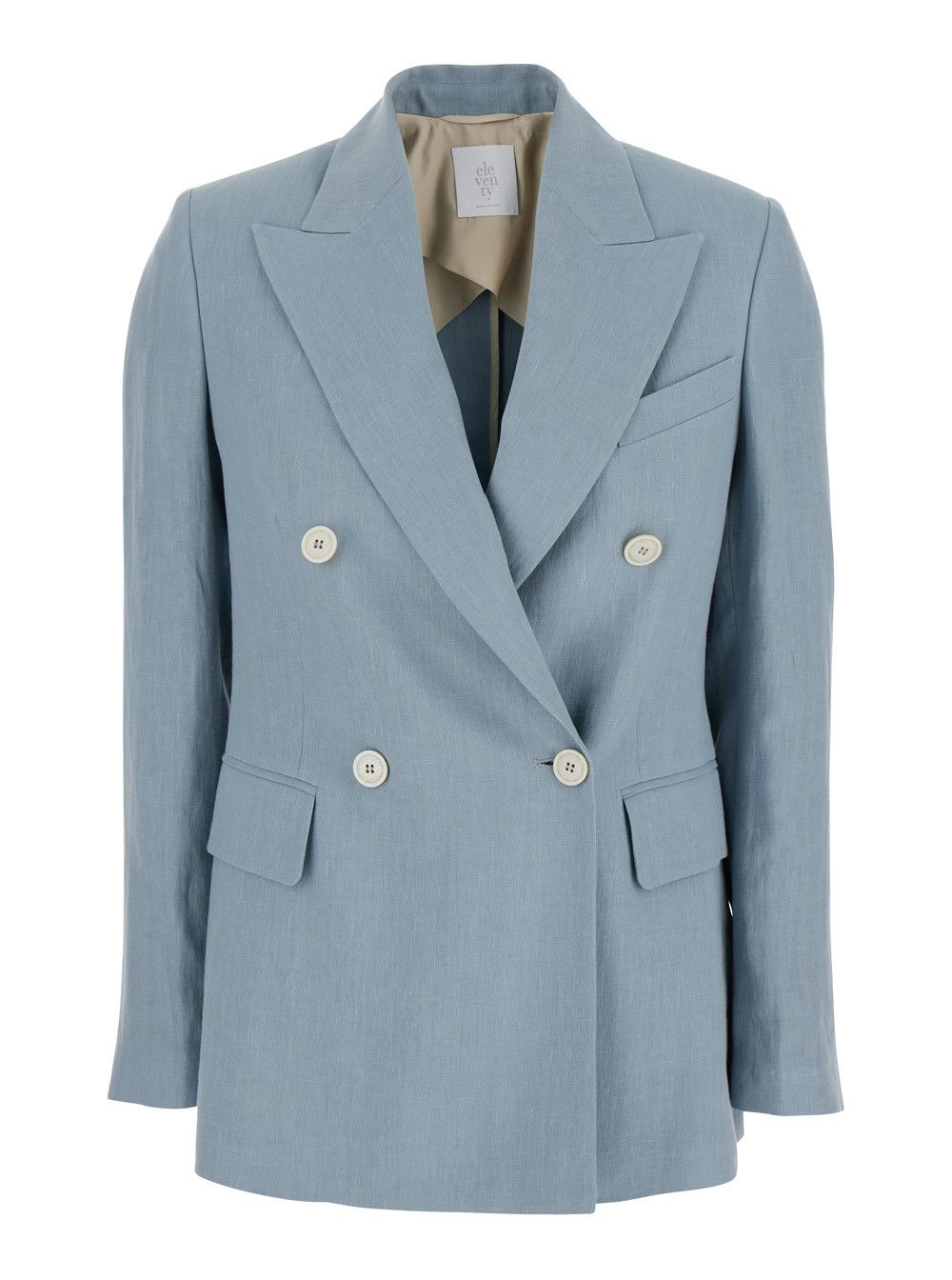 1535 Light Blue Double Breasted Linen Jacket