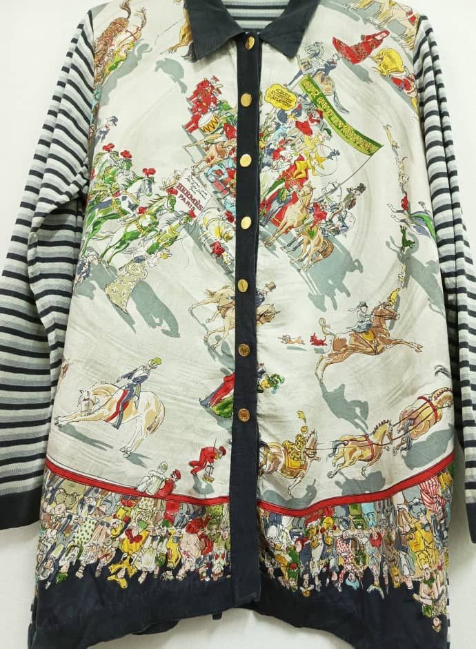 Hermes 80s Hermes Cirque Mollier Phillip Dumas Blouse Silk Cotton Size M / US 6-8 / IT 42-44 - 6 Thumbnail