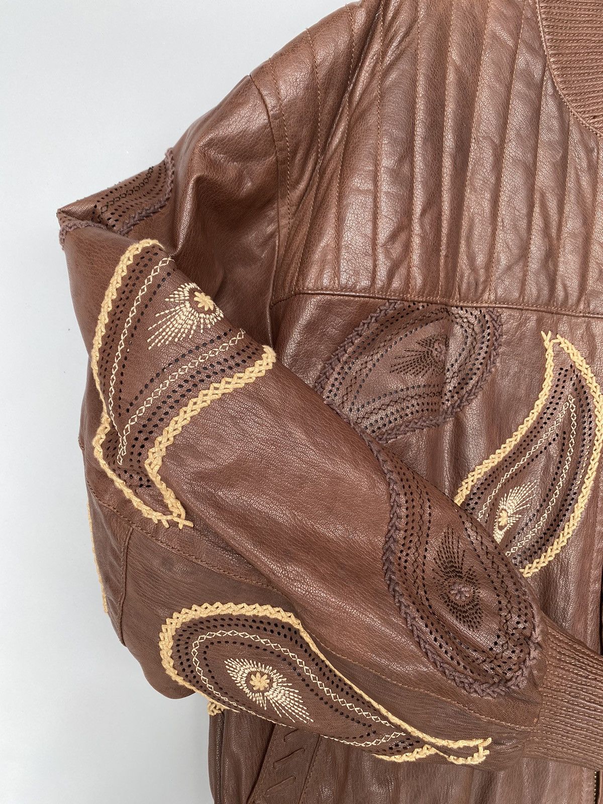 Al Wissam Al- Wissam- Indian Heritage Mango Pattern Leather Jacket Size US XXL / EU 58 / 5 - 7 Thumbnail