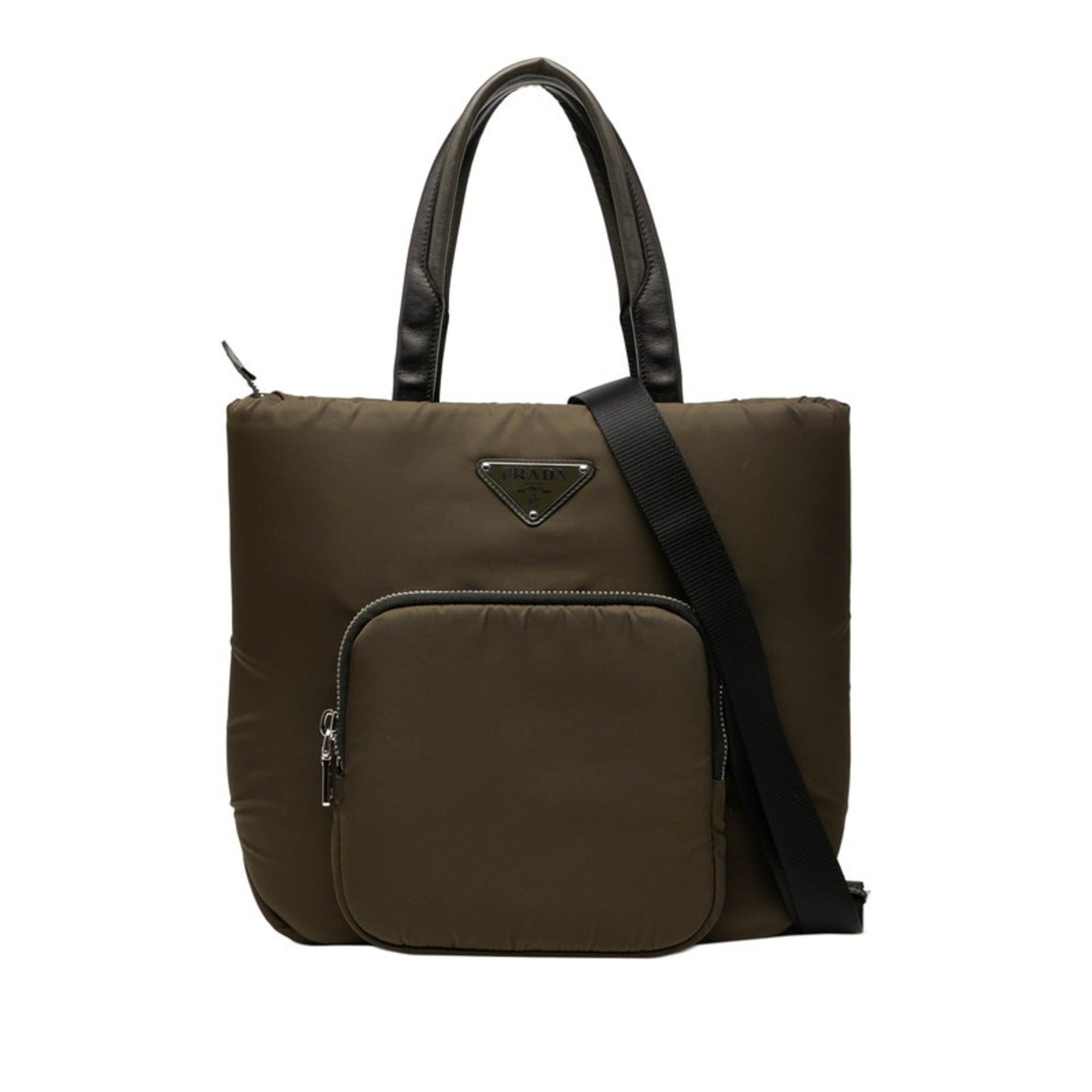 Prada Triangle Plate Backpack Green & Black Nylon Prada Prada Triangle Plate Backpack Black Nylon Women main image 4