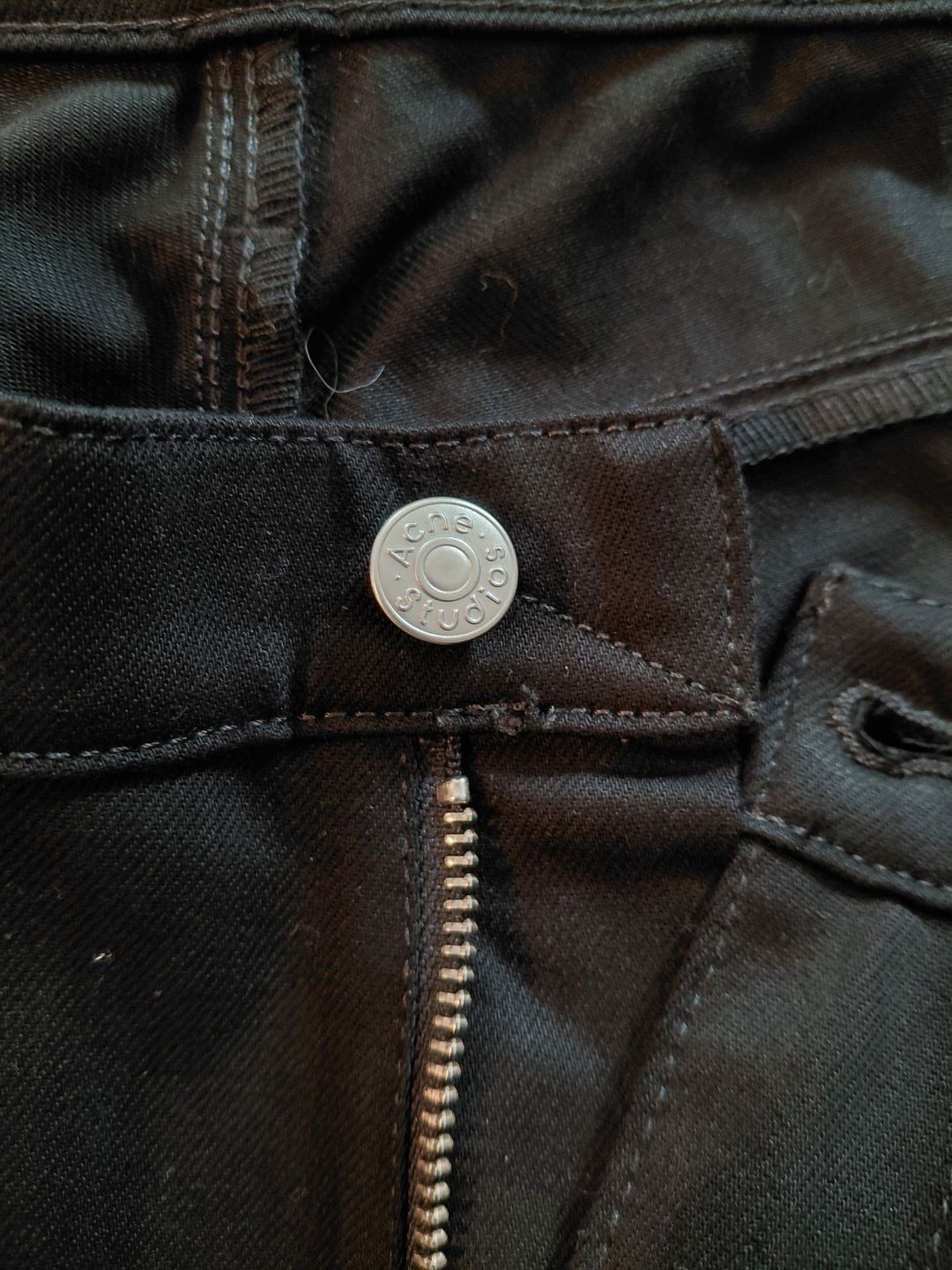 Acne Studios Max Stay Black Leather Patch Denim Jeams Size US 34 / EU 50 - 4 Thumbnail