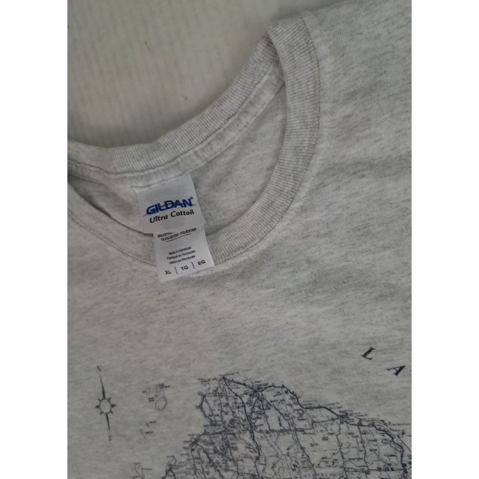Gildan VINTAGE Michigan Printed Map 2 Sided Long Sleeve T-Shirt XL Grey Gildan Size US XL / EU 56 / 4 - 2 Thumbnail