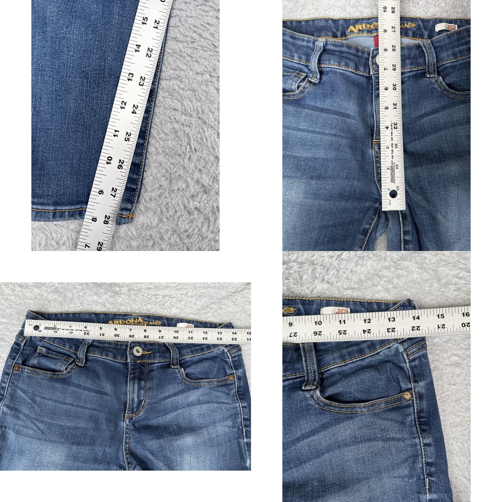 Vintage Arizona Jean Co Jeans Womens 12 Blue Super Skinny Mid Rise Distressed Stretch Size 28" / US 6 / IT 42 - 8 Thumbnail