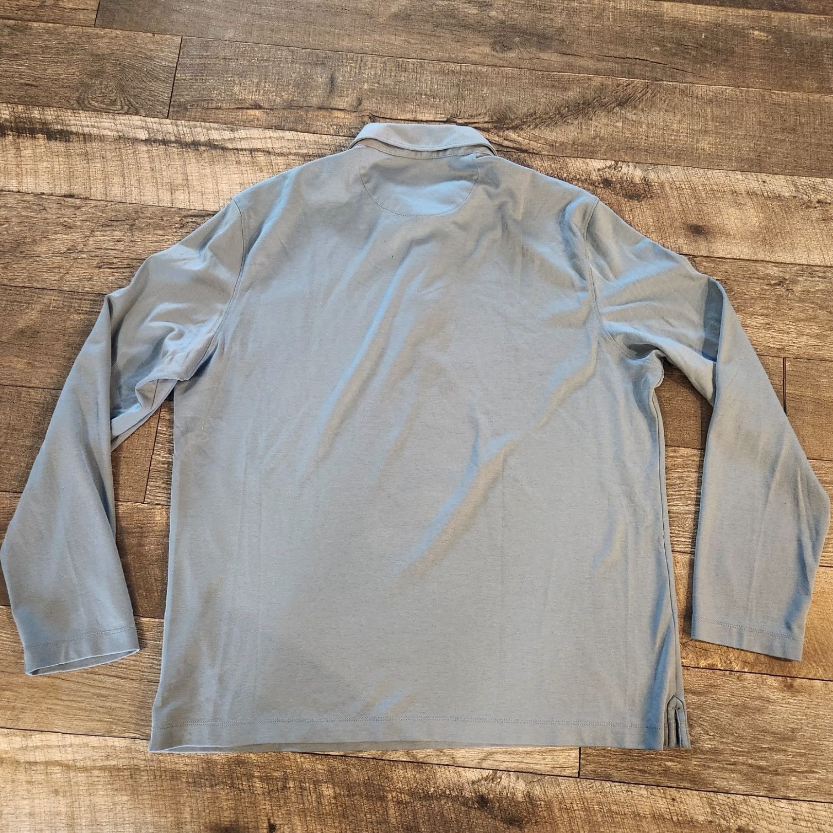 UNTUCKit UNTUCKit Polo Men's XL Long Sleeve Damaschino Light Blue Regular Fit Shirt Size US XL / EU 56 / 4 - 6 Thumbnail