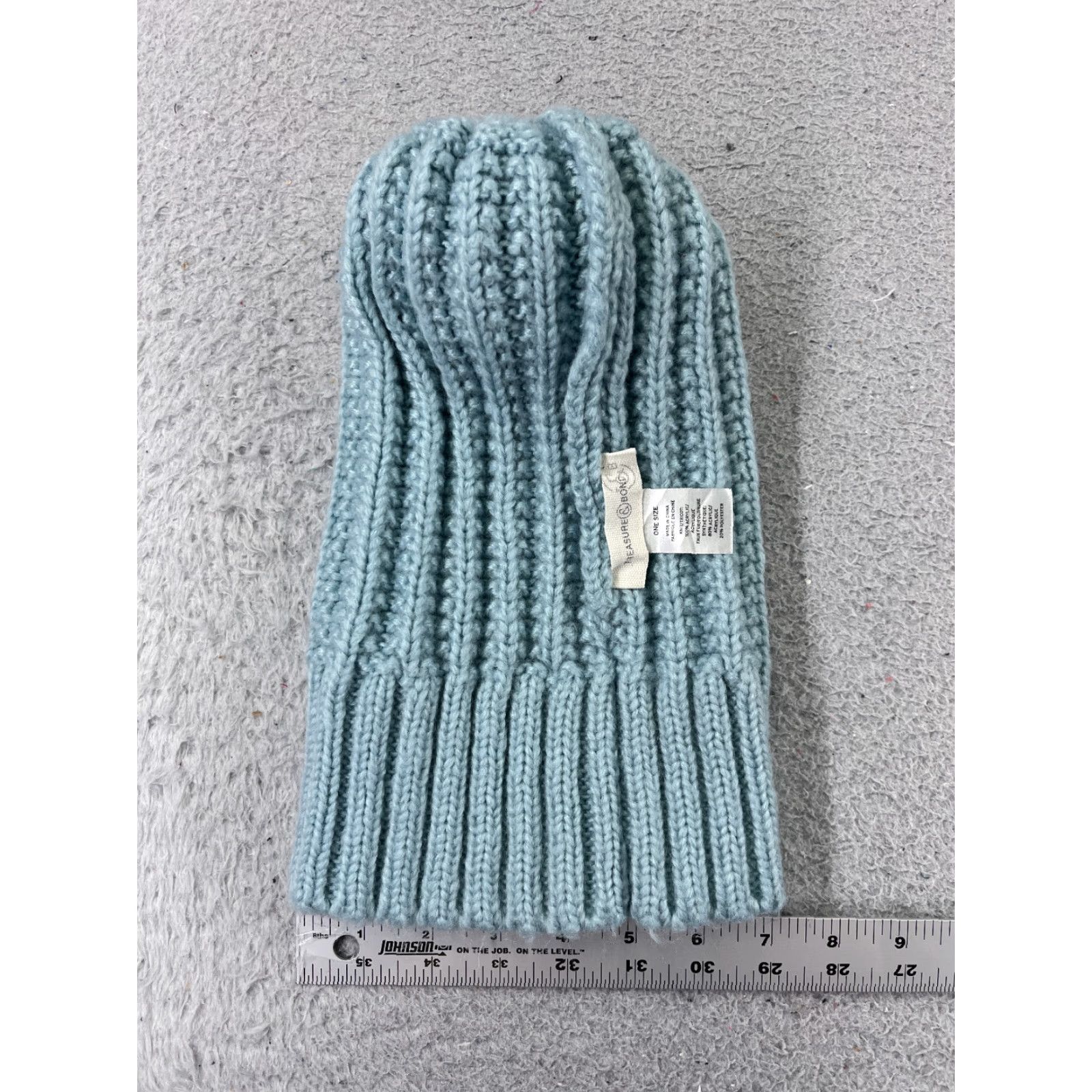 Treasure & Bond Treasure & Beyond Beanie Womens One Size Blue Knit Acrylic Faux Fur Pom Hat Size ONE SIZE - 6 Thumbnail