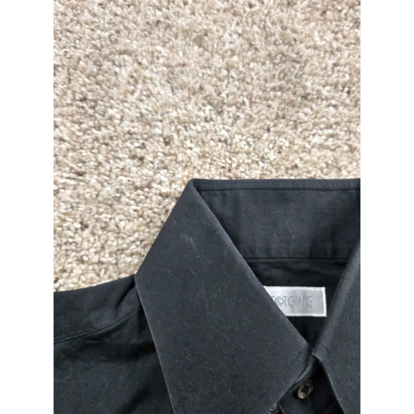Vintage Ascot Chang Shirt Mens M Black 100% Cotton Dress Monogram French Cuff Shirt Dress Shirt Mens Black 100% Cotton Monogram French Cuff Size 40R - 7 Thumbnail