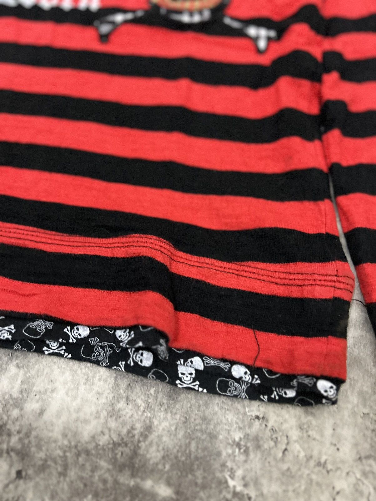 14th Addiction × Hysteric Glamour × If Six Was Nine Sucure Pomme Skull Red Stripe Black Long Shirt Size US XS / EU 42 / 0 - 6 Thumbnail
