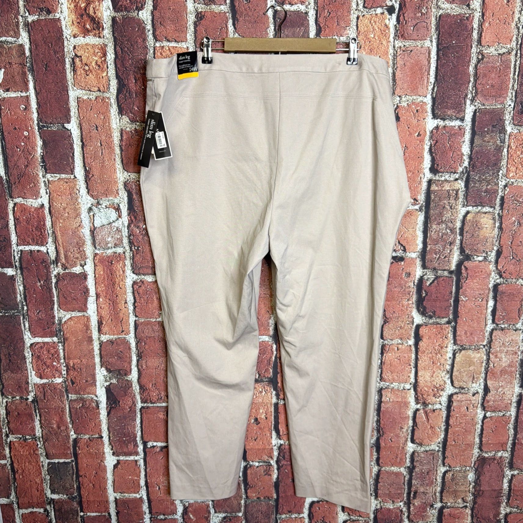 Alfani Alfani 24W Tummy Control Slim Leg Pants Beige Womens Plus Size NWT Pants Size 42" / US 20 - 3 Thumbnail