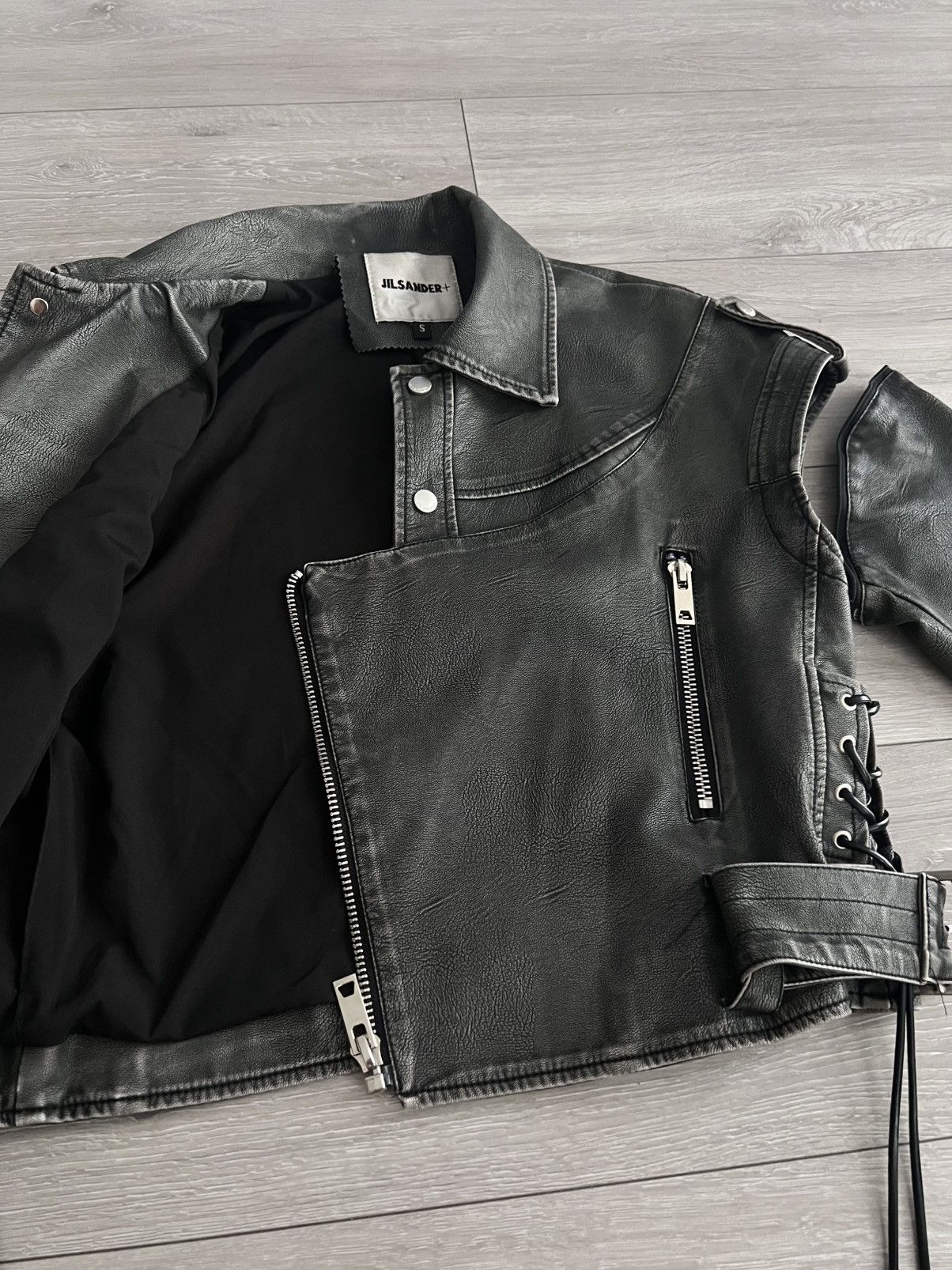 Jil Sander Jil Sander+ Biker Leather Jacket Vest Women Raf Simons Rare Size S / US 4 / IT 40 - 12 Thumbnail