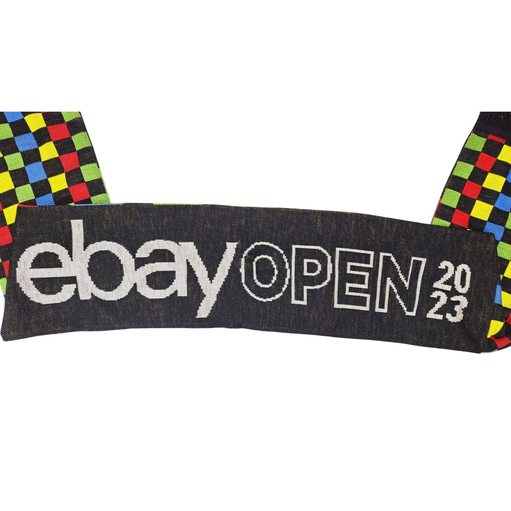 eBay eBay Open 2023 Neck Scarf Reversible Checkered Striped Black Size ONE SIZE - 2 Thumbnail