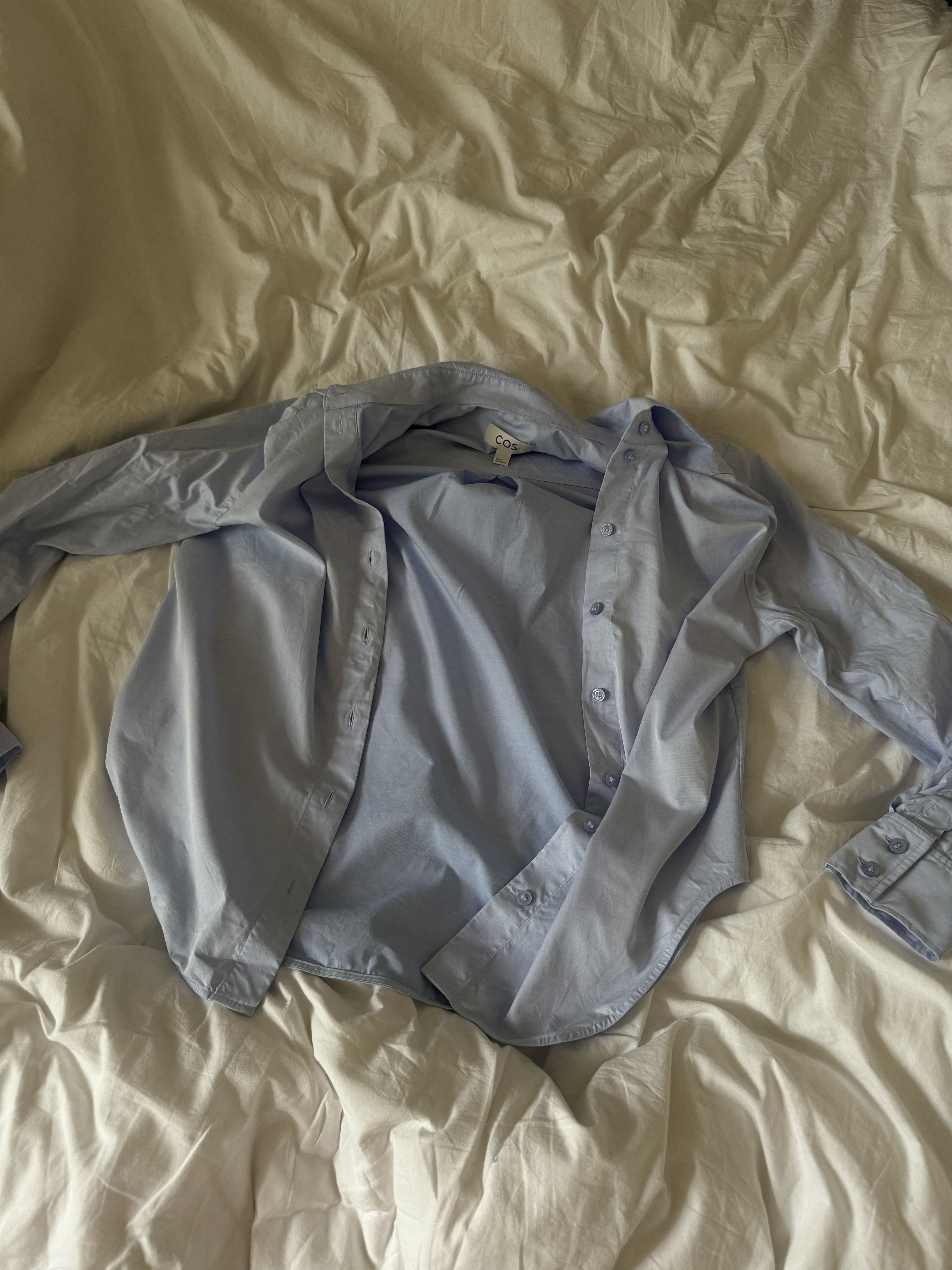 Cos POWER-SHOULDER COTTON-BLEND SHIRT Size XXS / US 00 / IT 34 - 2 Thumbnail
