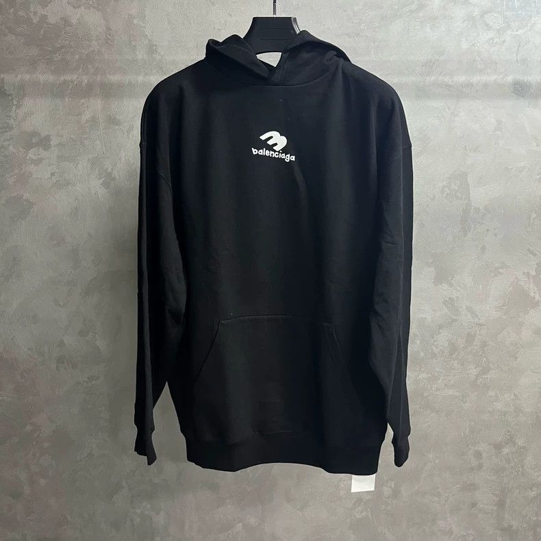 Balenciaga Balenciaga Black Logo Print Long Sleeve Hoodie Size US M / EU 48-50 / 2 - 1 Thumbnail