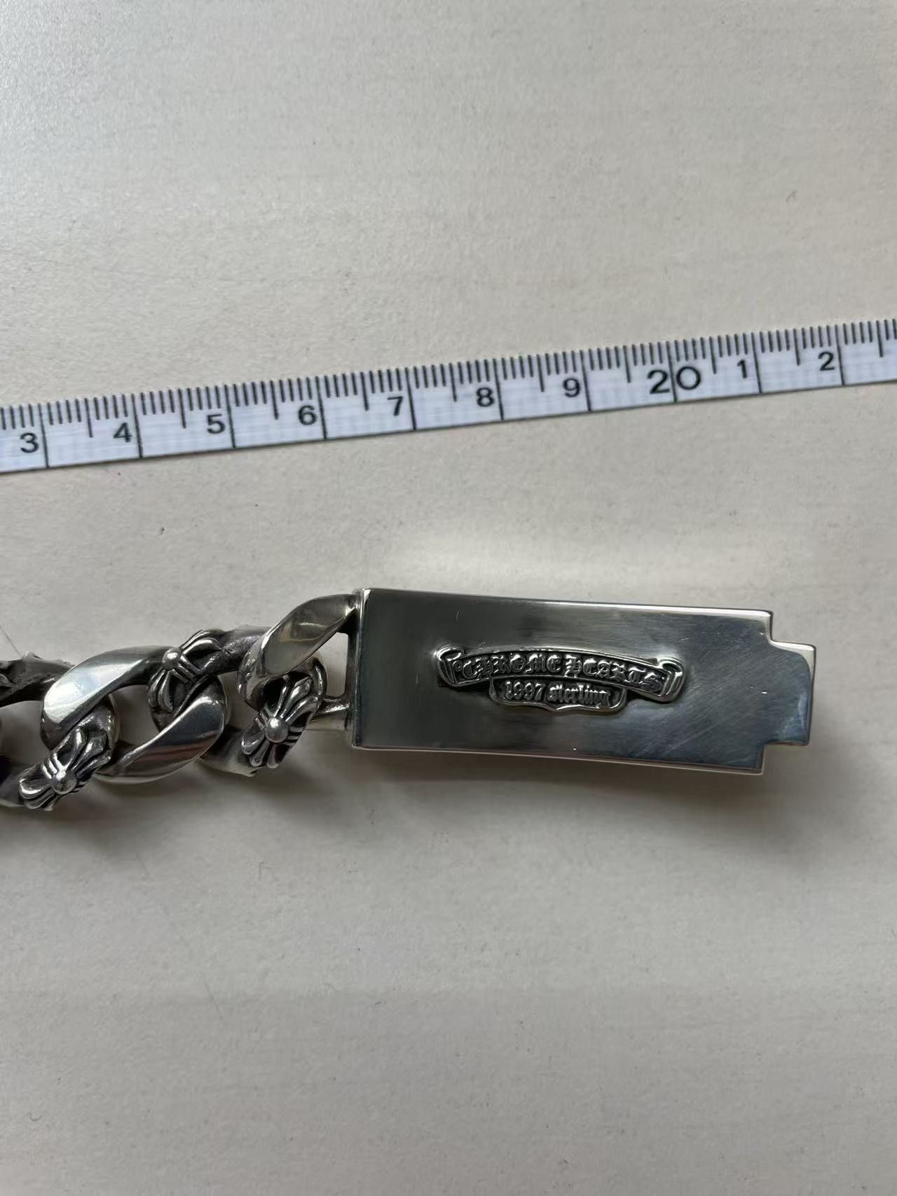Chrome Hearts Chrome Hearts Silver Diamond ID Cross Cuba Bracelet Size ONE SIZE - 14 Thumbnail