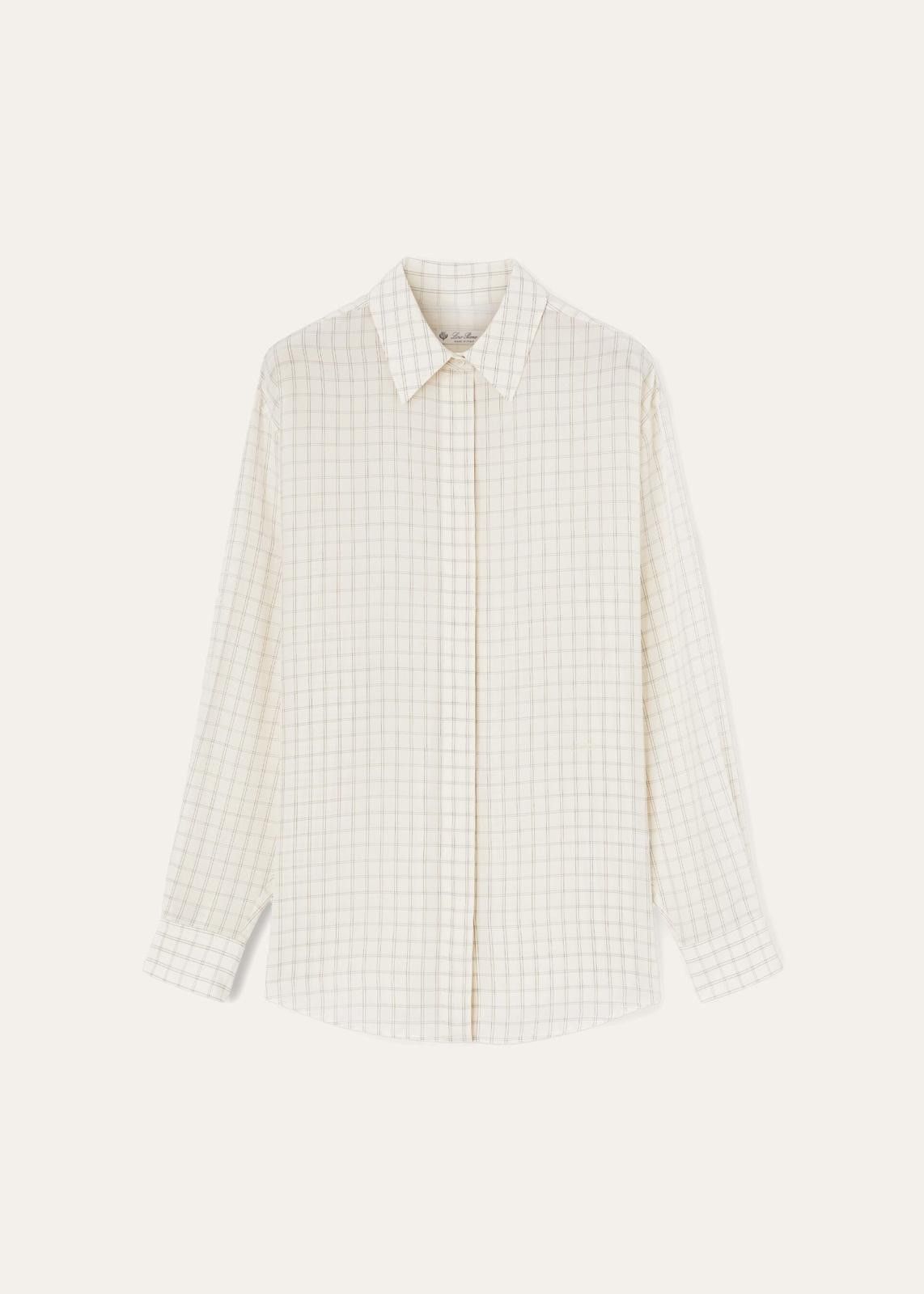 Loro Piana o1srvl11e0824 Elisabette Pencil Fancy Silk Shirt in White Size XXL / US 16-18 / IT 52-54 - 1 Thumbnail