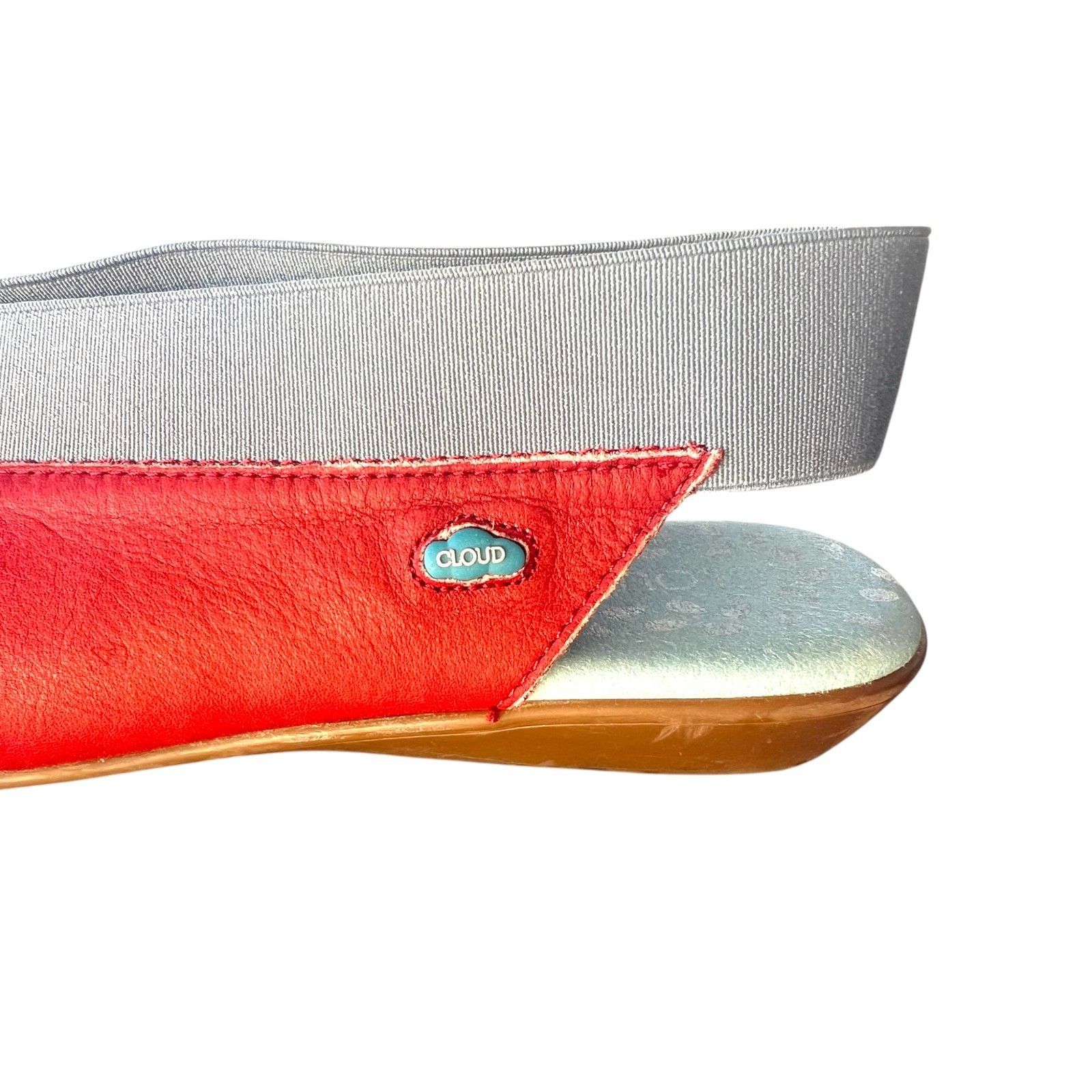 Other Cloud Womens Red & Gray Leather Slingback Sandals With Elast Size US 7.5 / IT 37.5 - 3 Thumbnail