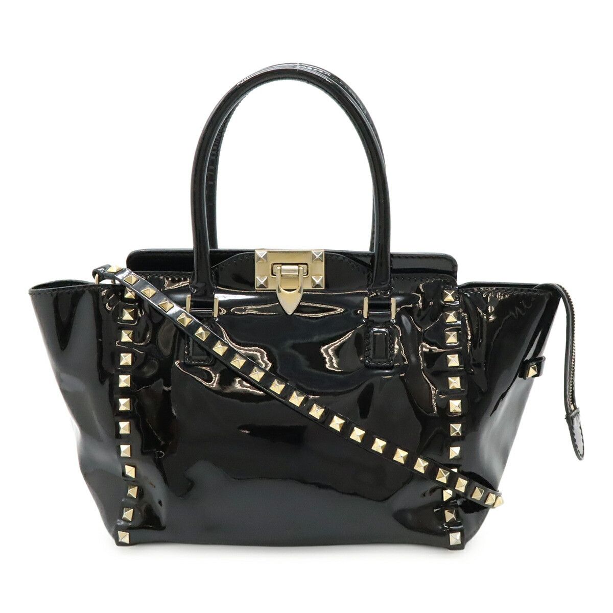 Valentino Valentino Valentino Garavani Patent Stud 2way Handbag Leather Handbag DUTY FREE for USA Size ONE SIZE - 1 Thumbnail