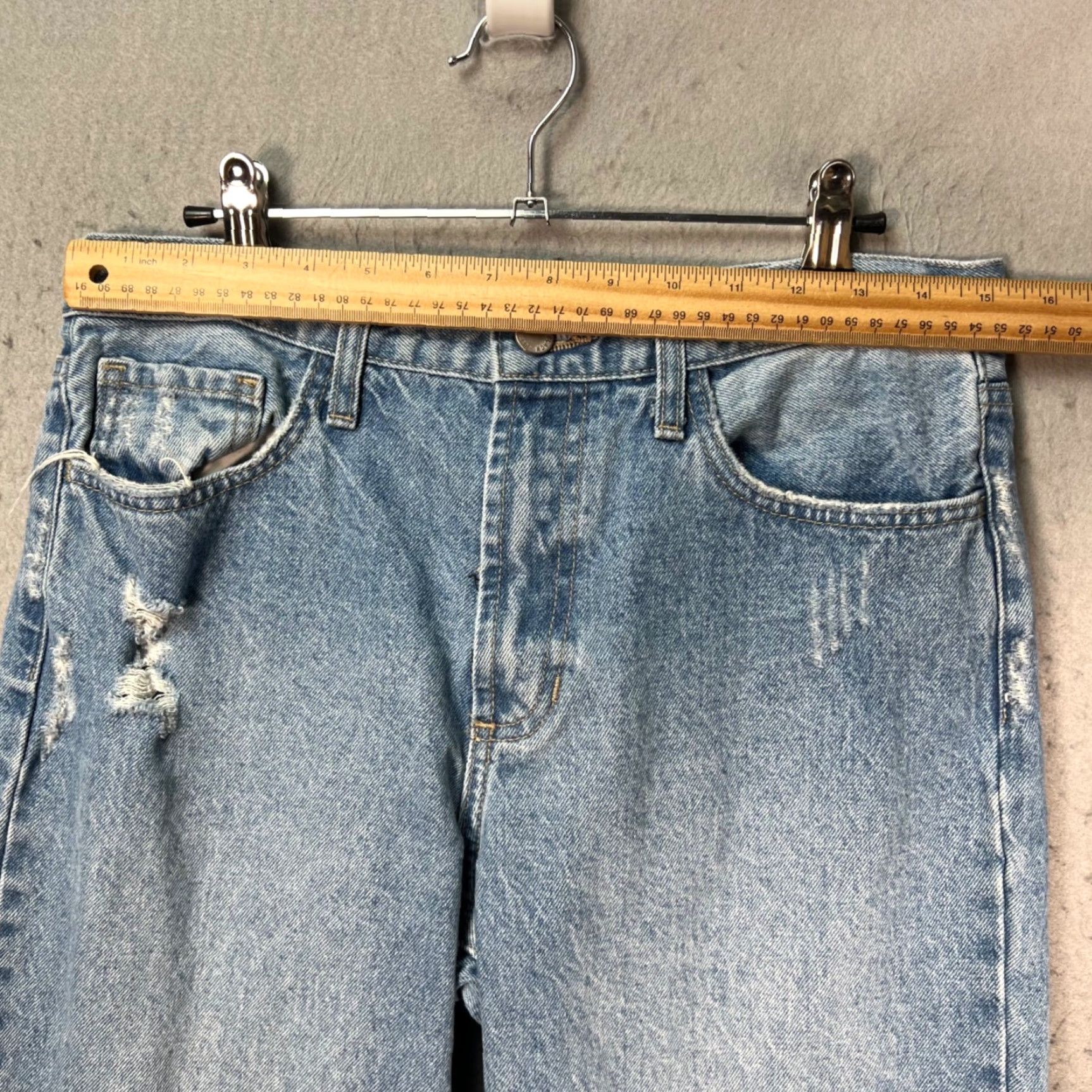 Denime Just Black Denim Jeans Womens Size 29 High-Waisted Distressed Light Wash Blue Silk? Size 29" - 6 Thumbnail