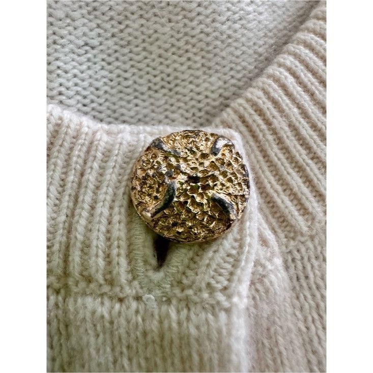 Vintage Vintage BERK 100% Cashmere Cream Knit Button-Up Cardigan Size L / US 10 / IT 46 - 3 Thumbnail