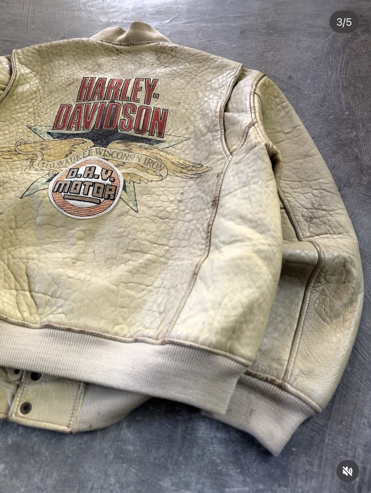 Harley Davidson Vintage Harley-Davidson Distressed Effect Leather Jacket Size US L / EU 52-54 / 3 - 3 Thumbnail