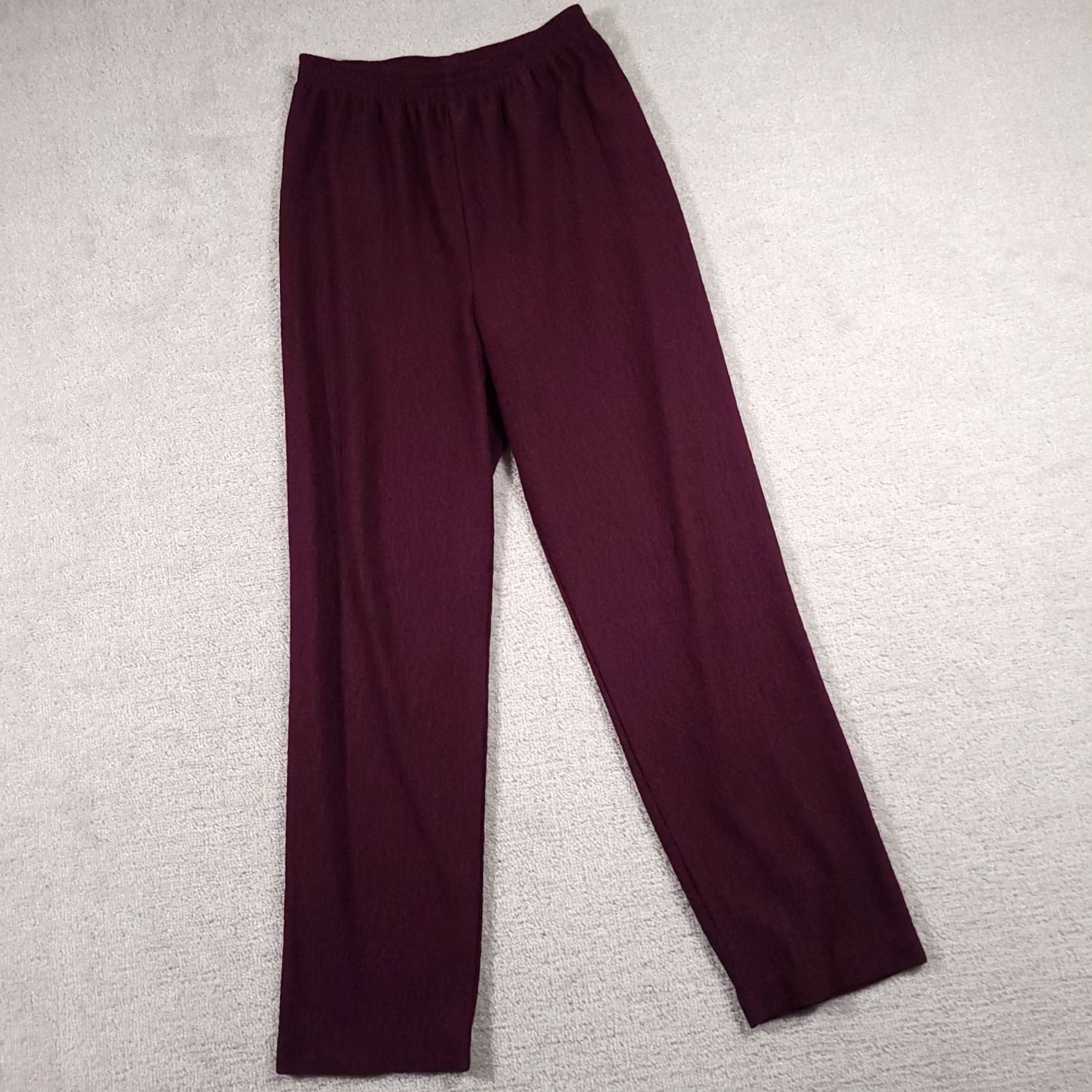 Vintage VINTAGE Liz Baker Essentials Dress Pants Womens Med Purple Pull On High Rise Texture Dress Pants Regular 26x29 Solid Linen? Size 32" / US 10 / IT 46 - 2 Thumbnail