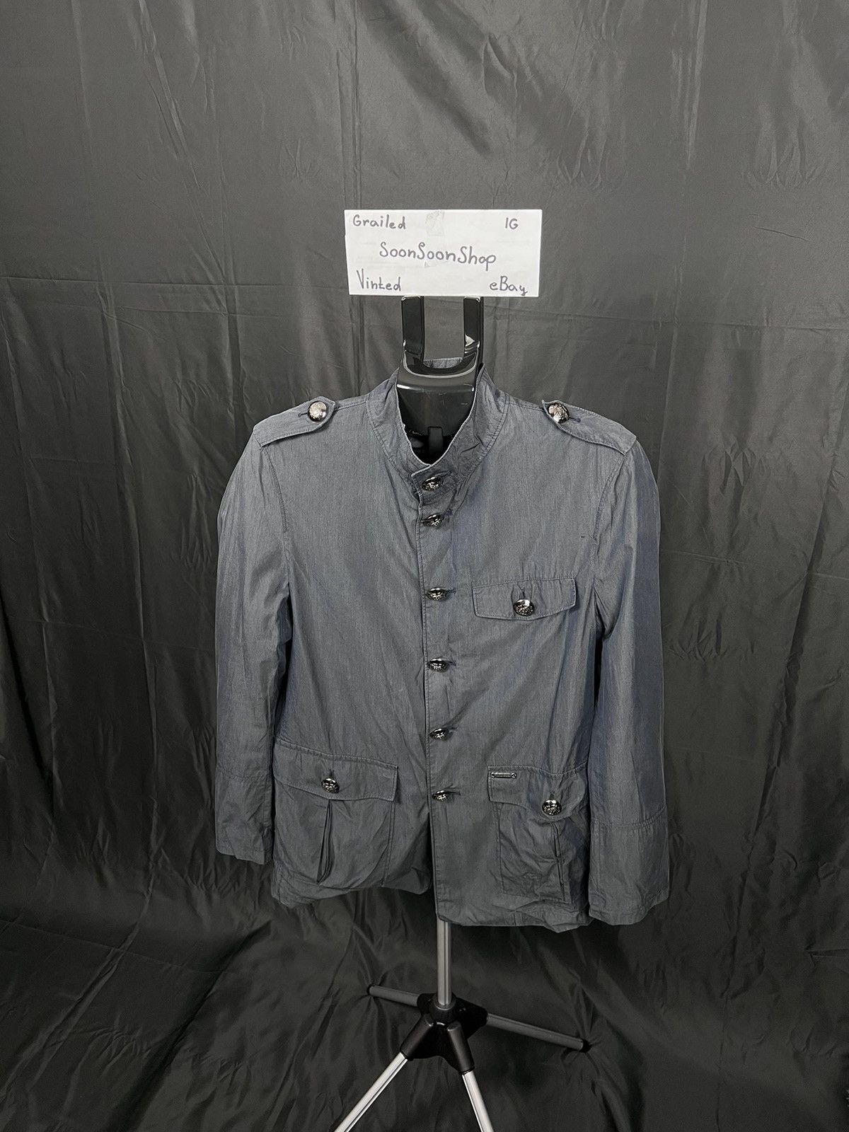 image of Vintage Jacket Burberry Thomas Trench Coat in Navy, Men's (Size Medium)