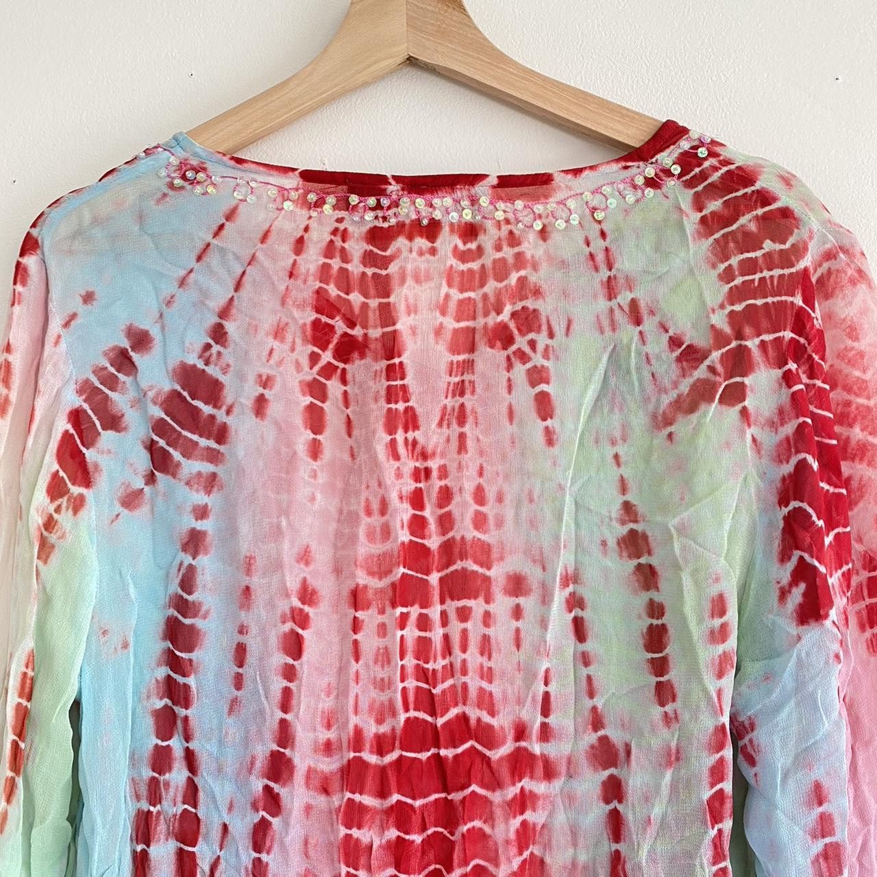 Vintage PHOOL PINK BOHO SHEER COVERUP TIE DYE ASYMMETRIC DRESS Size L / US 10 / IT 46 - 7 Thumbnail