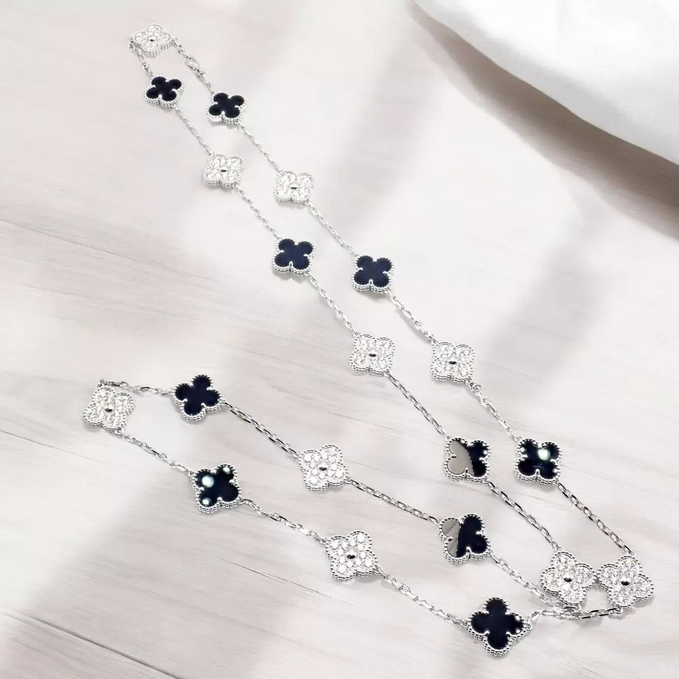 Van Cleef & Arpels Van Cleef & Arpels 18k 20 Motif Alhambra Diamond Necklace Size ONE SIZE - 2 Thumbnail