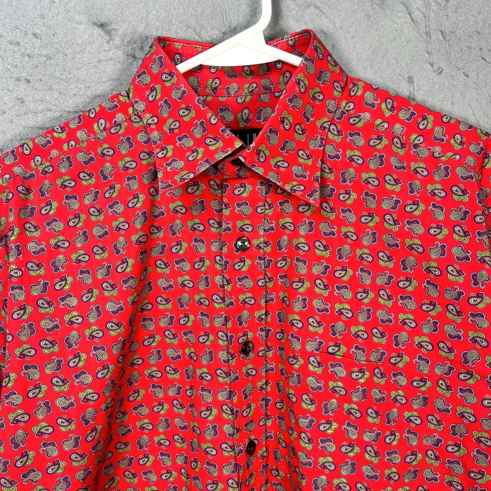 Vintage Dunhill Mens Large Red Paisley Print 100% Cotton Long Sleeve Button-Up Shirt Size US L / EU 52-54 / 3 - 4 Thumbnail