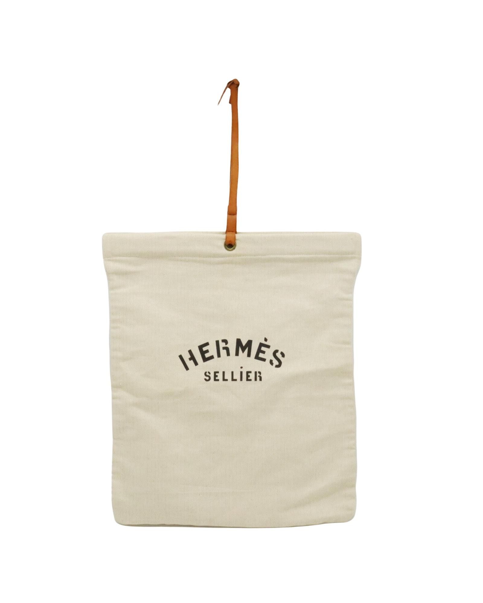 image of Hermes Sophisticated Herringbone Canvas Shoulder Bag in Beige, Women's