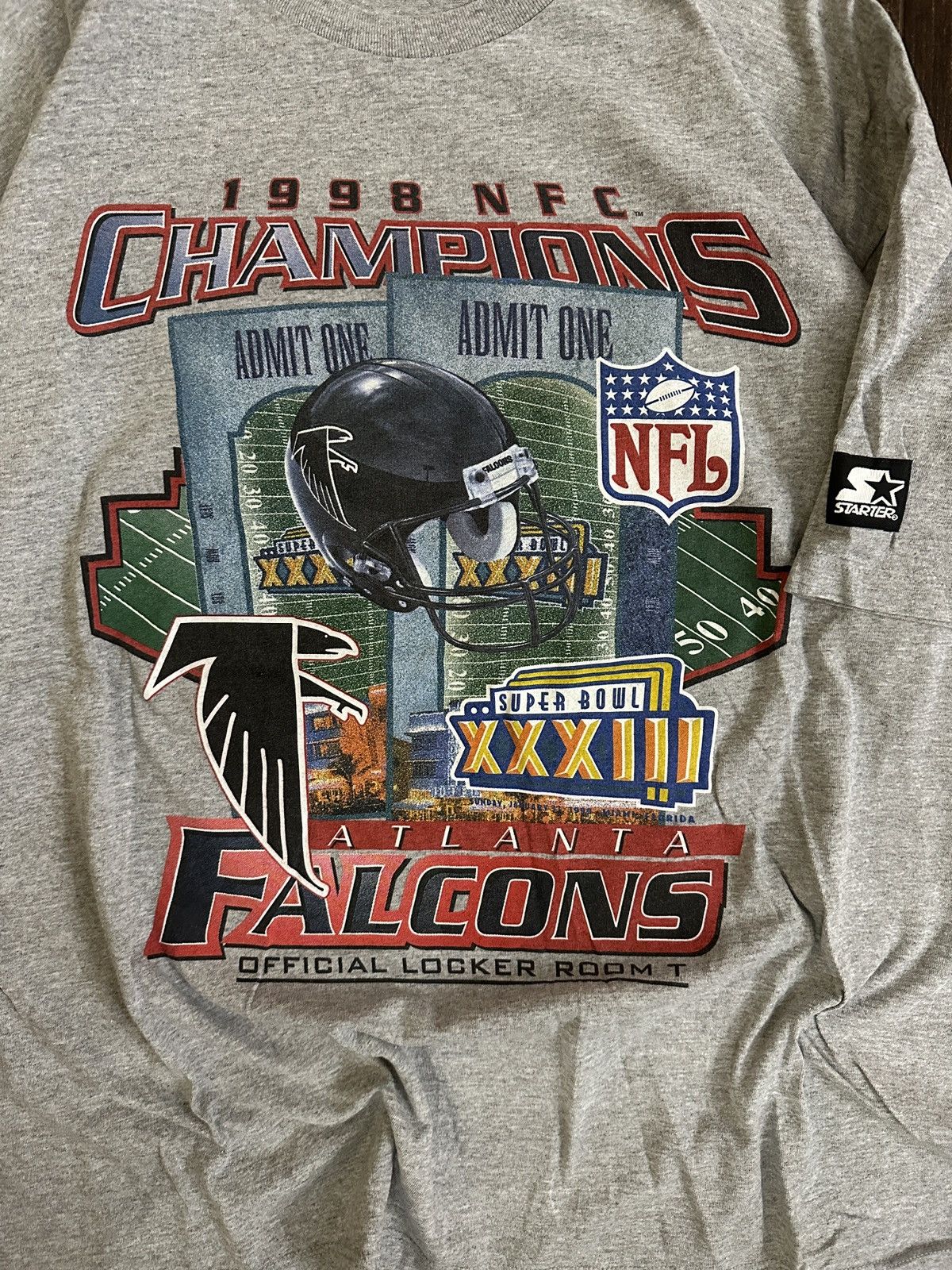 NFL × Starter × Vintage VTG 1998 Atlanta Falcons NFC Champions Locker Room Tee Size US XXL / EU 58 / 5 - 2 Thumbnail