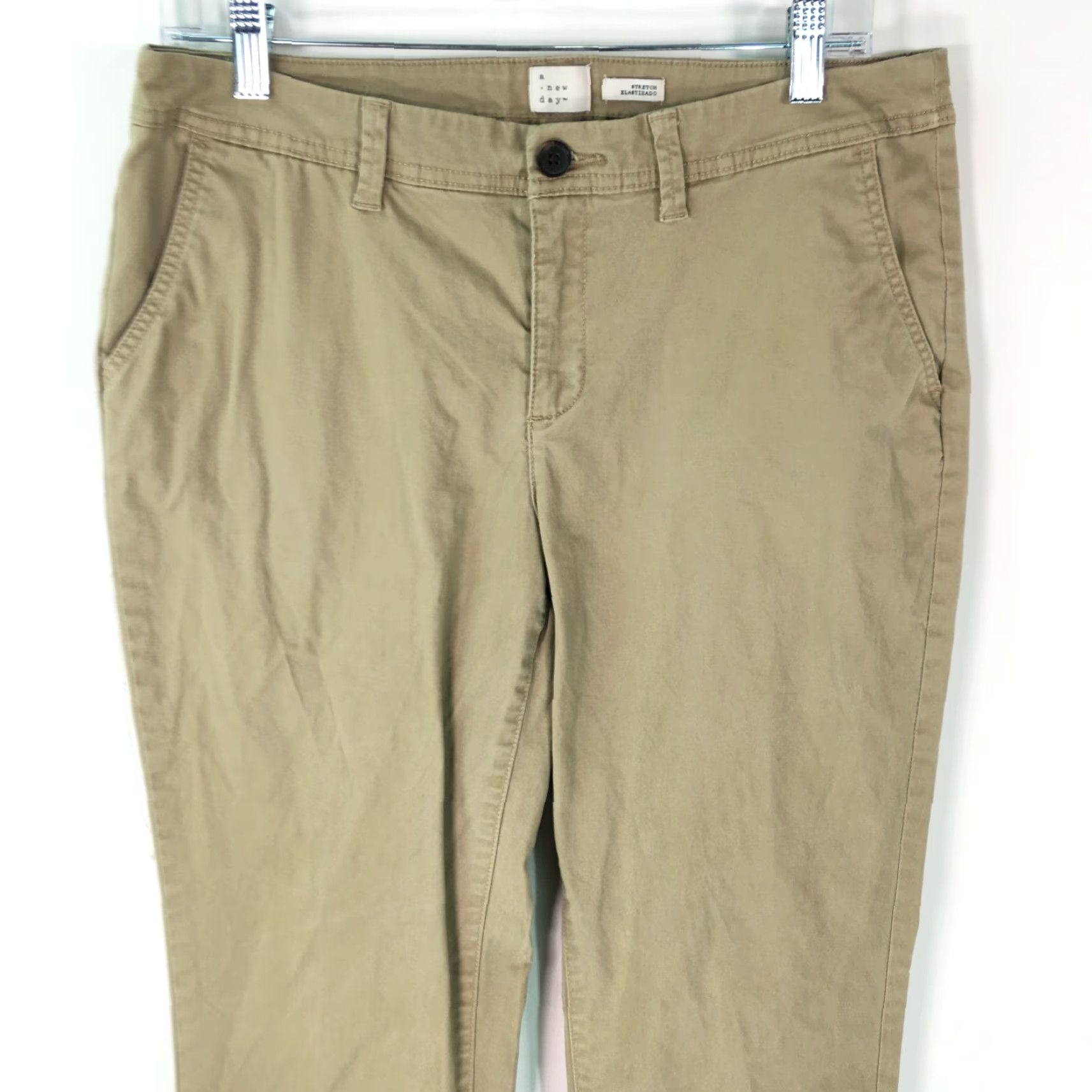 Vintage A New Day Women's Tan Flat Front Mid Rise Stretch Dress Pants Size 10 Size 32" / US 10 / IT 46 - 3 Thumbnail