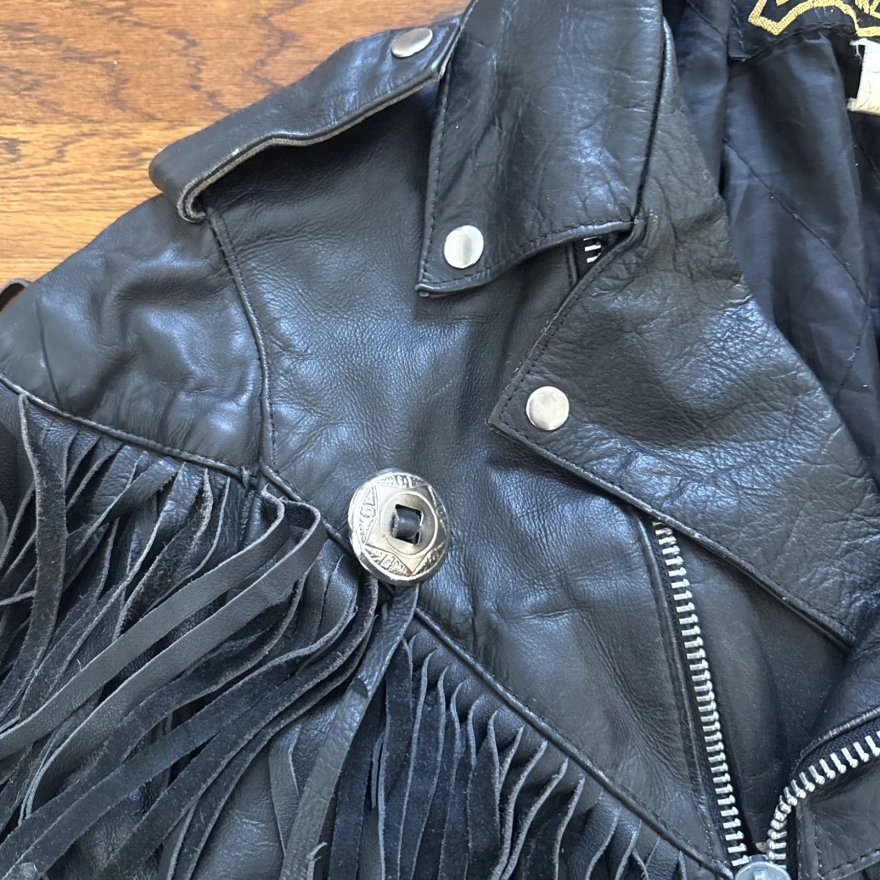 Vintage Manzoor Leather Thinsulate Fringe Motorcycle Jacket Size 46 Size US S / EU 44-46 / 1 - 5 Thumbnail