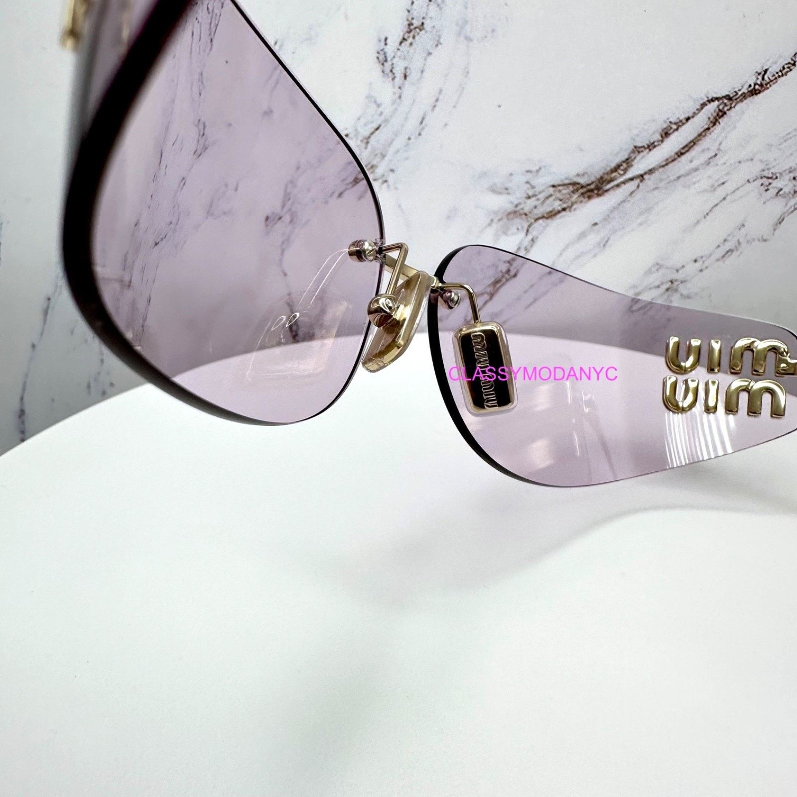 Miu Miu New MIU MIU Sunglasses Gold Pink Wrap AUTHENTIC Runway 2025 Size ONE SIZE - 17 Thumbnail