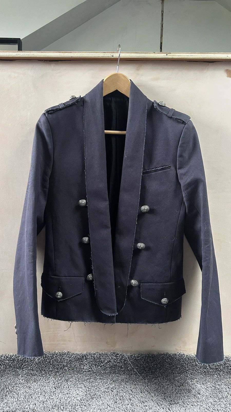 Balmain SS13 Distressed Napoleon Blazer Jacket Size US S / EU 44-46 / 1 - 1 Thumbnail