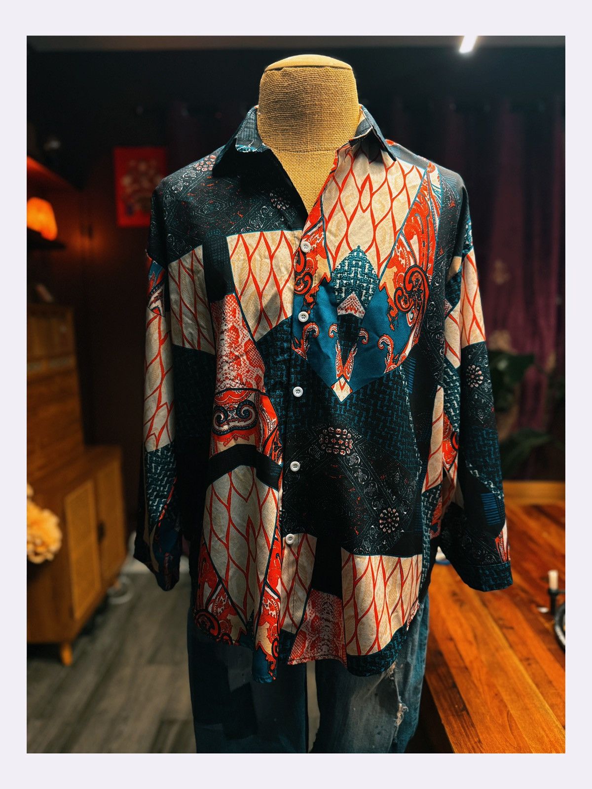 Other Unisex Vintage-Inspired Bold Patchwork Print Shirt Size US M / EU 48-50 / 2 - 1 Thumbnail