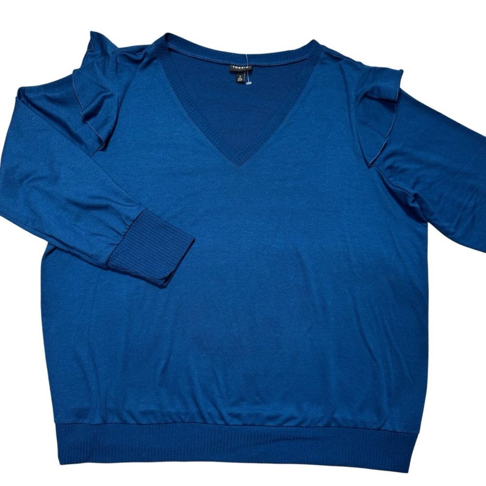 Torrid New Torrid Lt Weight French Terry V-Neck Ruffle Shoulder Bl Size XXL / US 16-18 / IT 52-54 - 3 Thumbnail