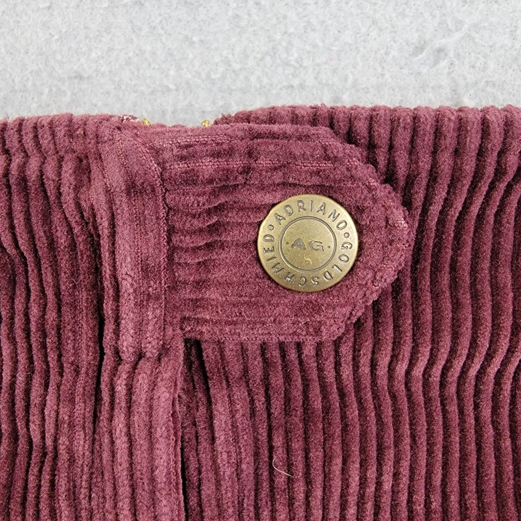 Vintage VINTAGE AG Adriano Goldschmied Mini Skirt Womens 28 Purple Corduroy Cotton Zip Pockets Regular Size 28" / US 6 / IT 42 - 2 Thumbnail