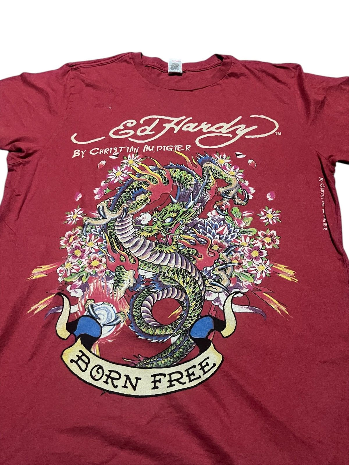 Christian Audigier × Ed Hardy × Hysteric Glamour Chinese Dragon Born Free Ed Hardy Red tshirt Size US L / EU 52-54 / 3 - 2 Thumbnail