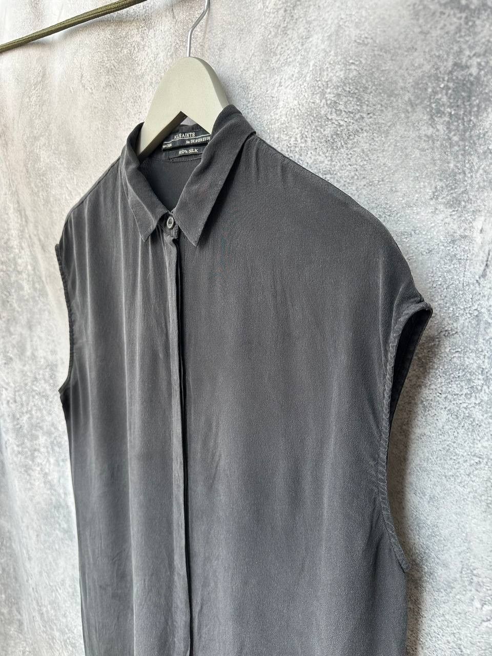 Allsaints × Vintage Allsaints Avant-Garde GIOVIA Shirt Dress 100% Silk Black Size M / US 6-8 / IT 42-44 - 6 Thumbnail
