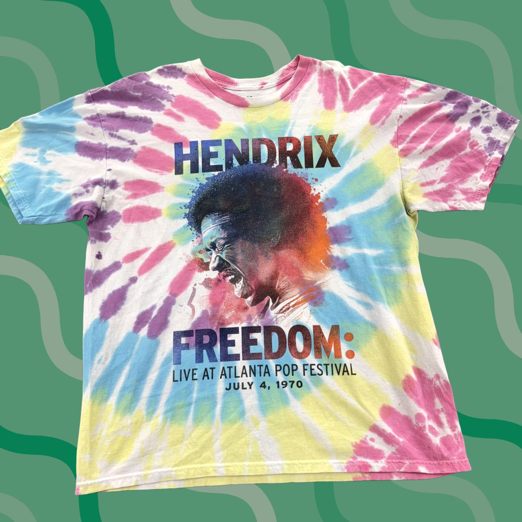 Vintage VINTAGE Hendrix Freedom Shirt Mens XL Tie Dye Atlanta Pop Festival 1970 Band Tee Size US XL / EU 56 / 4 - 1 Thumbnail