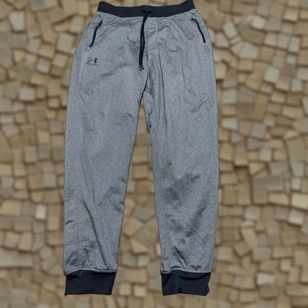 Under Armour Under Armour Pants, Men’s Large, Gray Black, Sweatpants, Inseam 29", Logo, Regular Rise, 41" Length, Sports, Casual, 41" Length Size US 33 - 1 Thumbnail