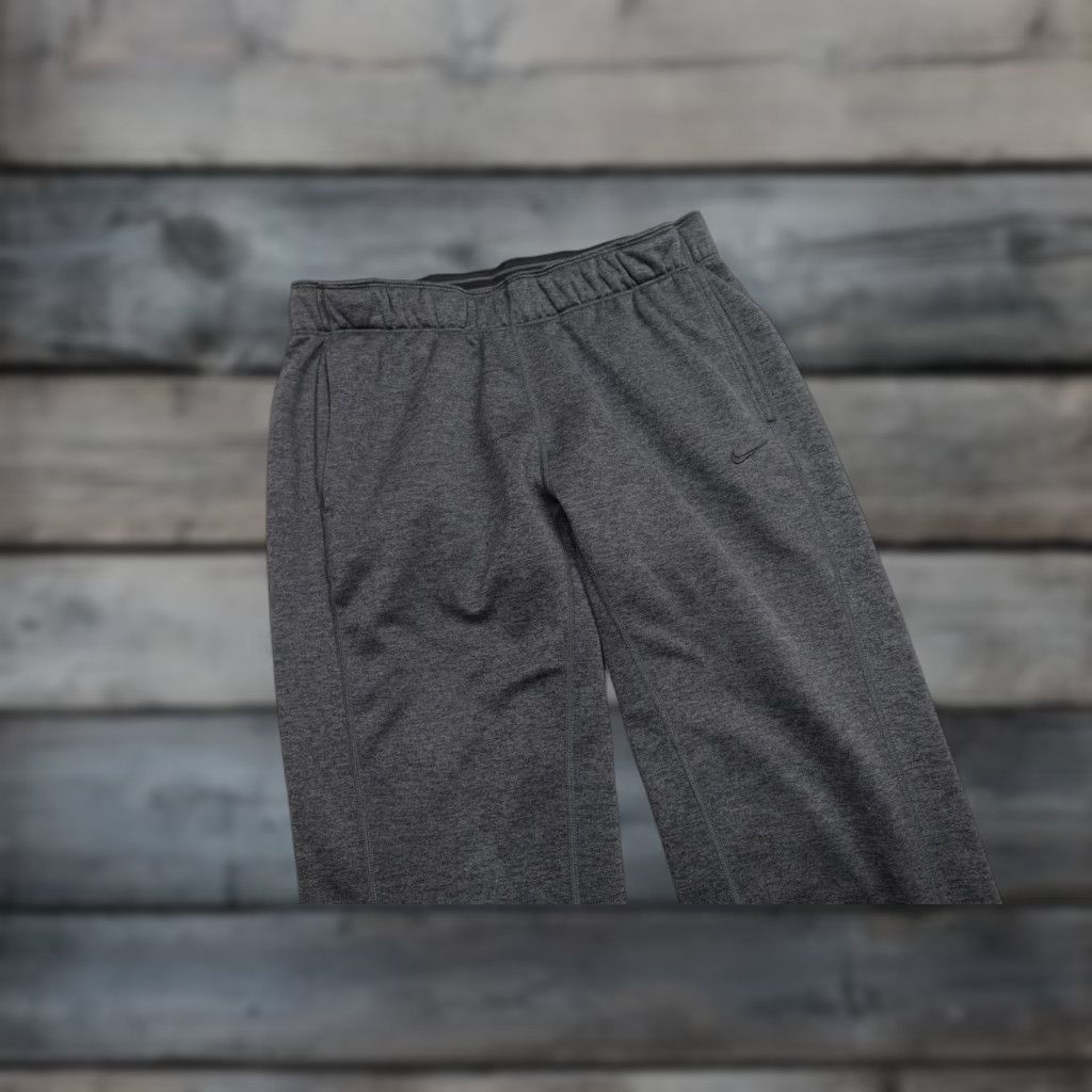 Nike Nike Therma-FIT Sweatpants Mens M Charcoal Gray Fleece Lined Elastic Zip Pockets Yoga Running Gym Training Athletic Pants Size US 31 - 1 Thumbnail