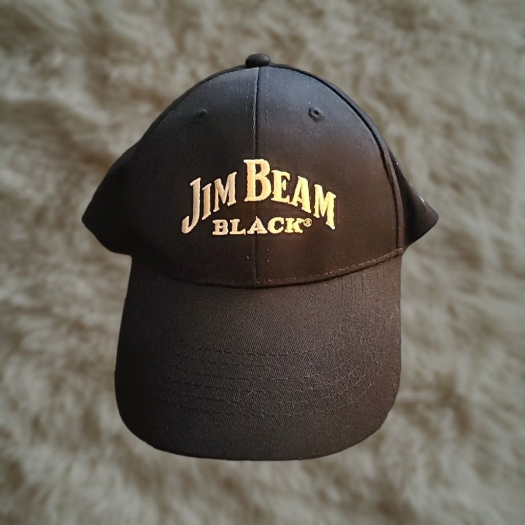 Vintage Jim Beam Black Bourbon Whiskey Strap Back Hat Cap Black Baseball Cap Men One Size Adjustable Cotton Black Size ONE SIZE - 1 Thumbnail