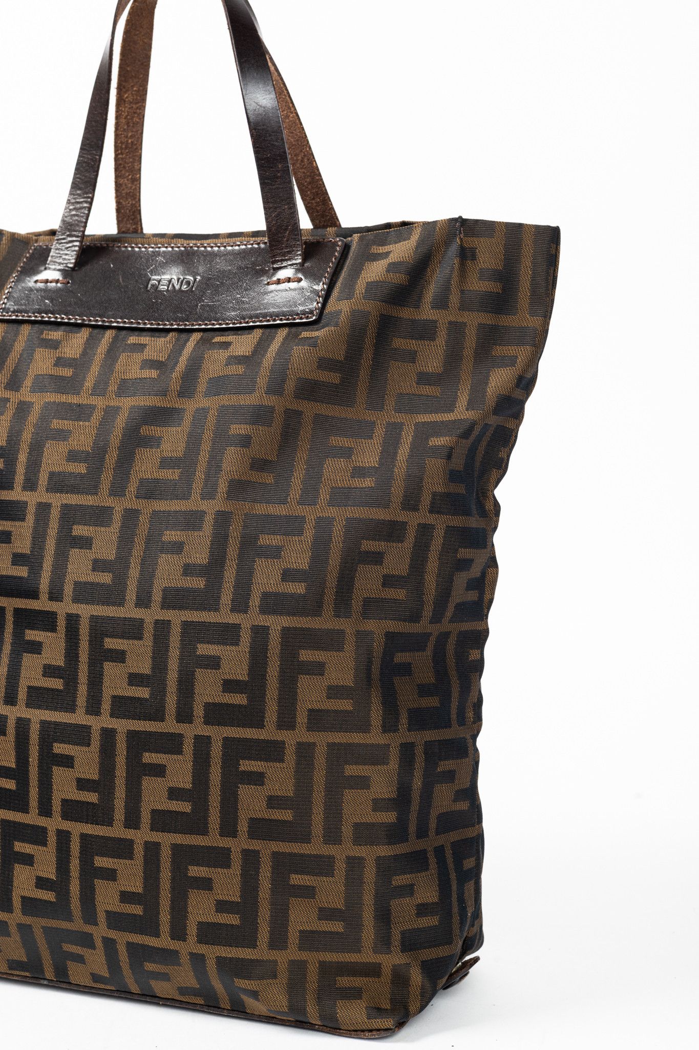 Fendi Fendi Brown Zucca Canvas Leather-Trim Snap-Closure Tote Size ONE SIZE - 8 Thumbnail