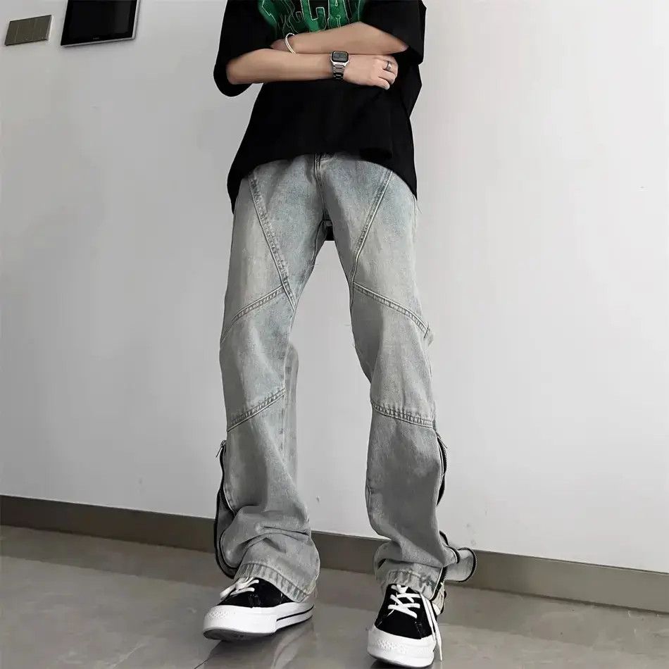 Japanese Brand Retro Loose Casual Spliced Zipper Jeans Size US 32 / EU 48 - 6 Thumbnail