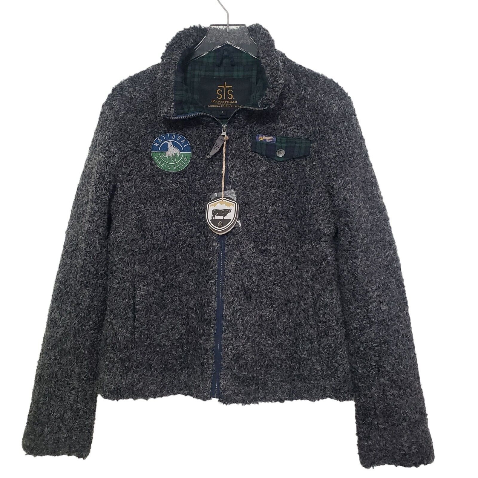 Designer STS Ranchwear Riata Jacket Womens Sz Large Black Hi Pile Size L / US 10 / IT 46 - 1 Thumbnail
