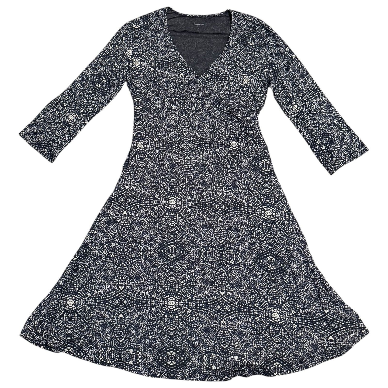 NEW Garnet Hill Brianna Surplice Knit Dress Faux Wrap Medium