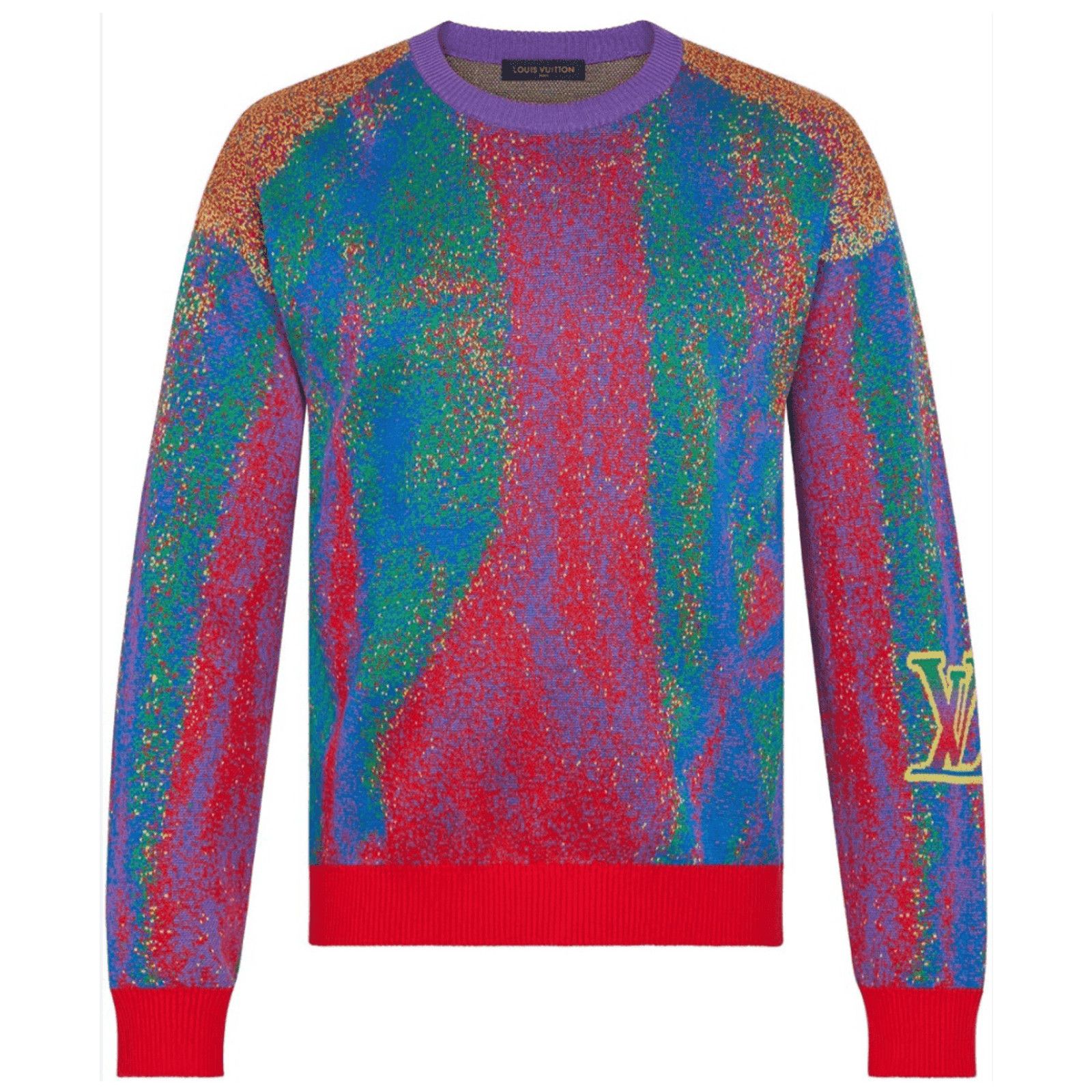 image of Louis Vuitton Lv Jacquard Crewneck Sweater Multi, Men's (Size 2XL)