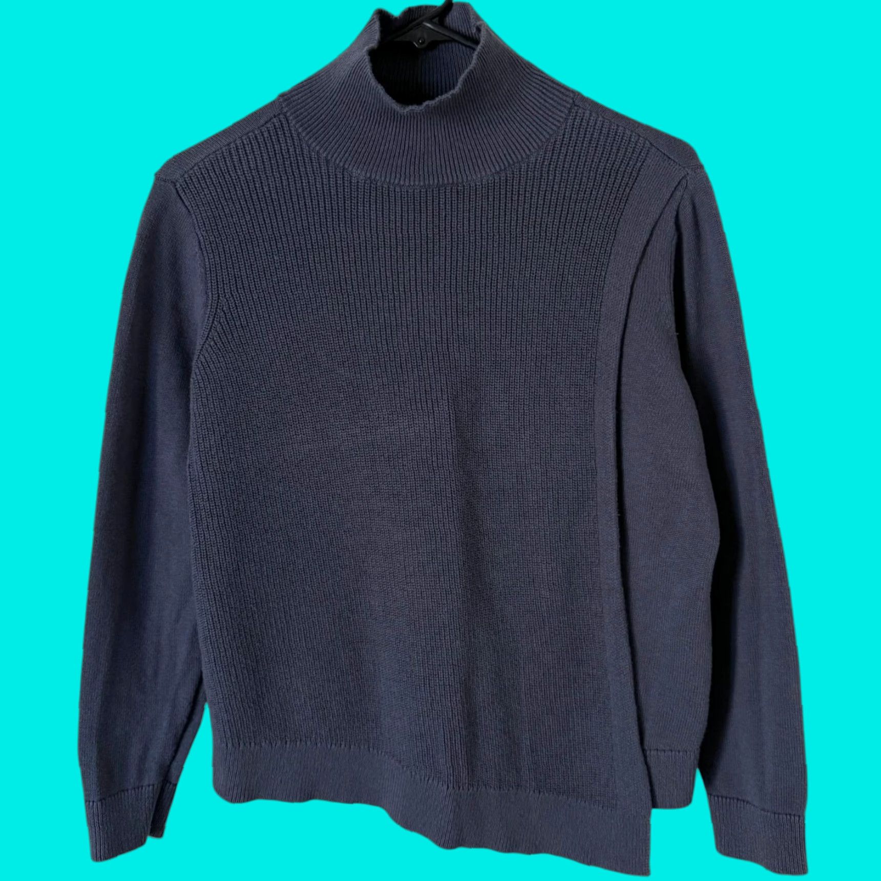 Vintage Haven Well Within Women's Turtleneck Sweater Small Blue Knit Cashmere Cotton Fall Winter Casual Size S / US 4 / IT 40 - 1 Thumbnail